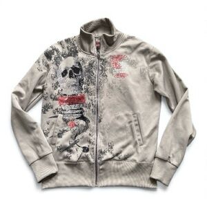 Monarchy Jacket Embroidered Skull Full Zip Y2K size Large